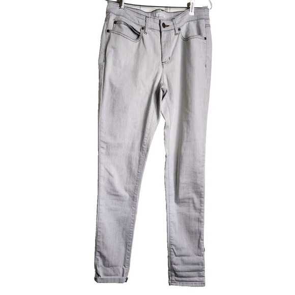 Eileen Fisher Off-White Denim Jeans Brown Stitching Size 8 EXCELLENT CONDITION - Picture 1 of 6